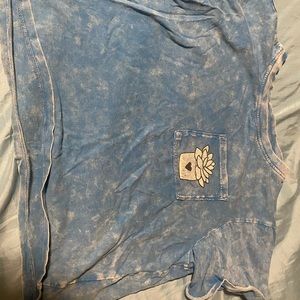 Cute Blue crop top succulent graphic crop top